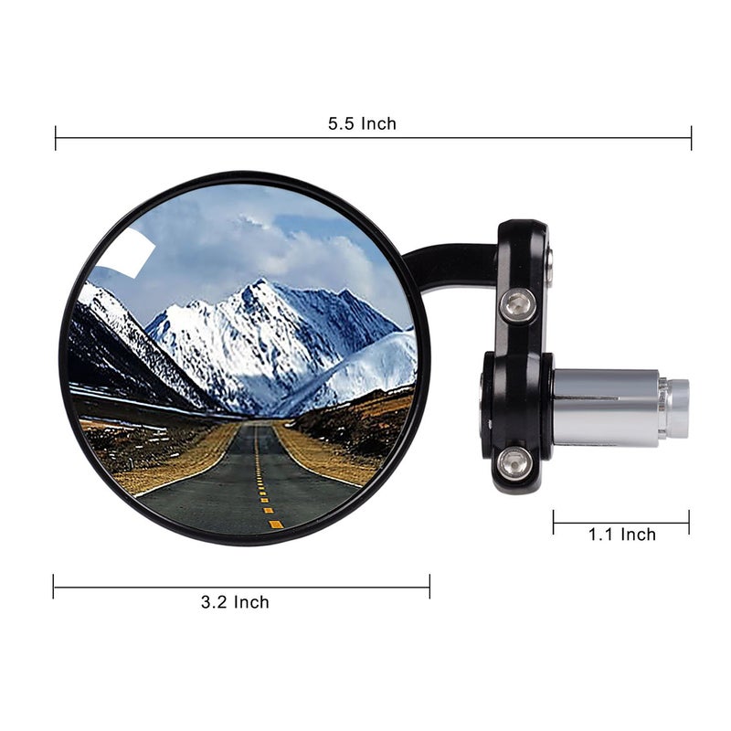 KAWELL Rear View Side Mirror Round Bar End Convex Hawk Eye Motorcycle Mirror for 7/8" Handle Bars Fits Most Harley Davidsons Suzuki Honda Kawasaki Cruisers - Image 3